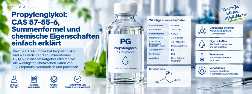 Propylenglykol: CAS 57-55-6, Summenformel und chemische Eigenschaften einfach erklärt - Propylenglykol CAS 57-55-6 | Summenformel &amp; Eigenschaften erklärt