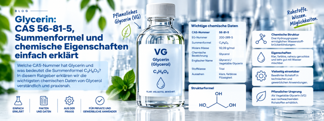 Glycerin: CAS 56-81-5, Summenformel und chemische Eigenschaften einfach erklärt - Glycerin CAS 56-81-5 | Summenformel &amp; Eigenschaften erklärt