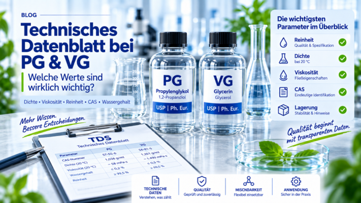 Technisches Datenblatt bei Propylenglykol und Glycerin – welche Werte sind wirklich wichtig? - Technisches Datenblatt bei PG &amp; VG | Wichtige Werte erklärt