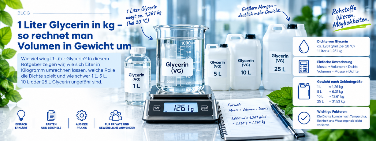 1 Liter Glycerin in kg – Gewicht von 1 L, 5 L, 10 L und...