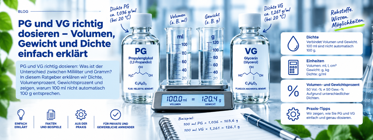 PG und VG richtig dosieren – Volumen, Gewicht und Dichte...