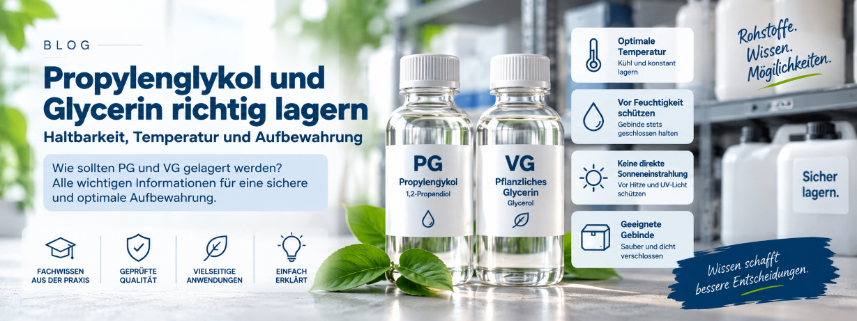 Propylenglykol und Glycerin richtig lagern – Haltbarkeit,...